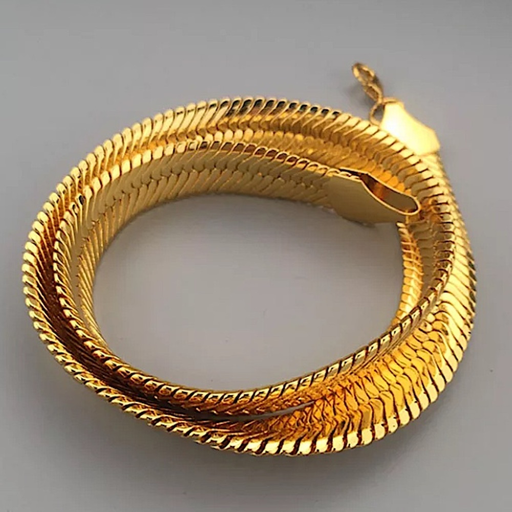 GOLD FLAT HERRINGBONE 10mm NECKLACE - Picture 9 of 14